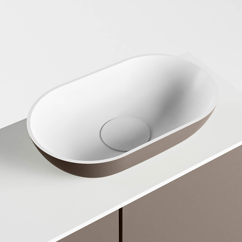 MONDIAZ FOWY toiletmeubel 60cm kleur smoke. Waskom positie rechts kleur smoke | talc. Met 1 kraangat - Afbeelding 7