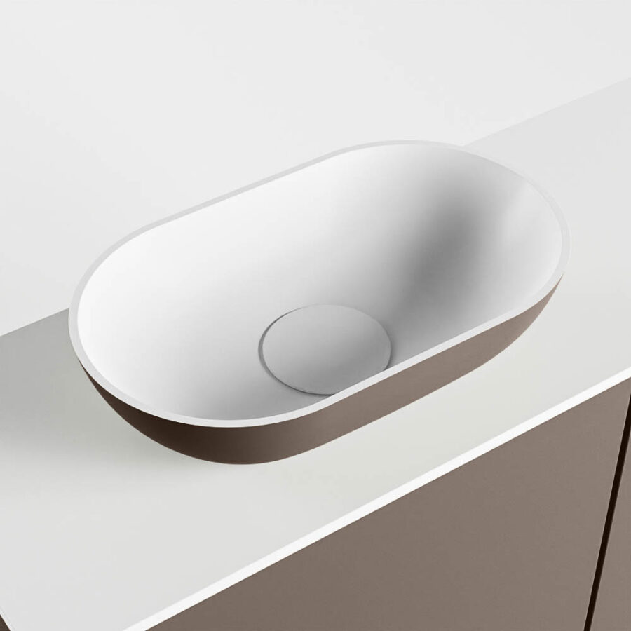 MONDIAZ FOWY toiletmeubel 80cm kleur smoke. Waskom positie links kleur smoke | talc. Zonder kraangat - Afbeelding 7