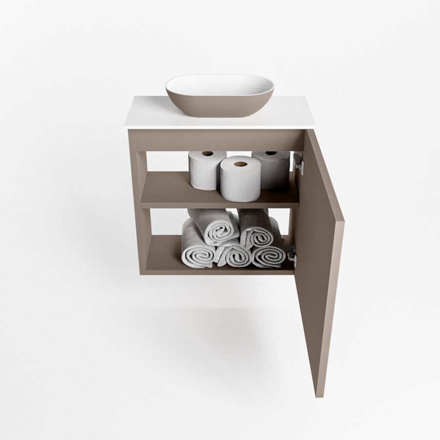 MONDIAZ FOWY toiletmeubel 50cm kleur smoke. Waskom positie midden kleur smoke | talc. Zonder kraangat - Afbeelding 8