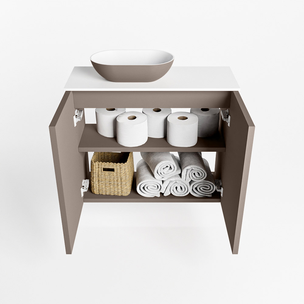 MONDIAZ FOWY toiletmeubel 60cm kleur smoke. Waskom positie links kleur smoke | talc. Zonder kraangat - Afbeelding 8