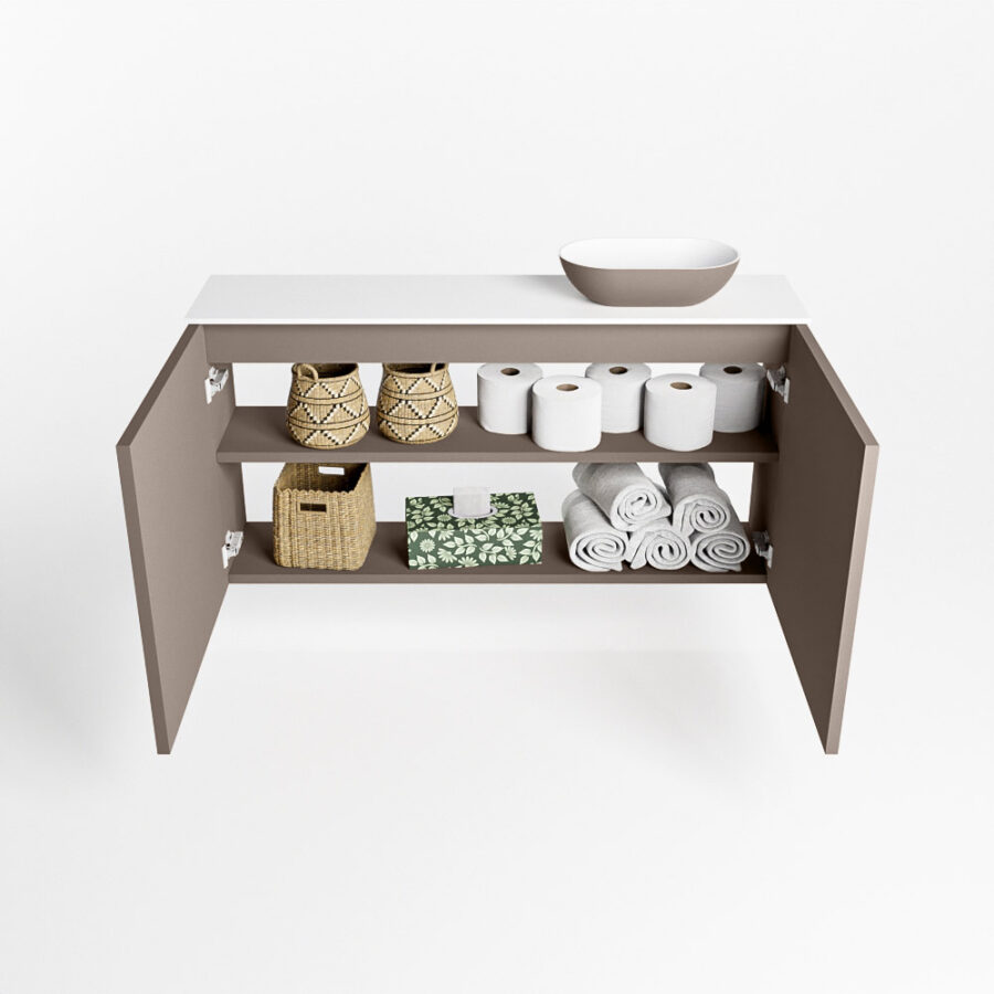 MONDIAZ FOWY toiletmeubel 100cm kleur smoke. Waskom positie rechts kleur smoke | talc. Met 1 kraangat - Afbeelding 8