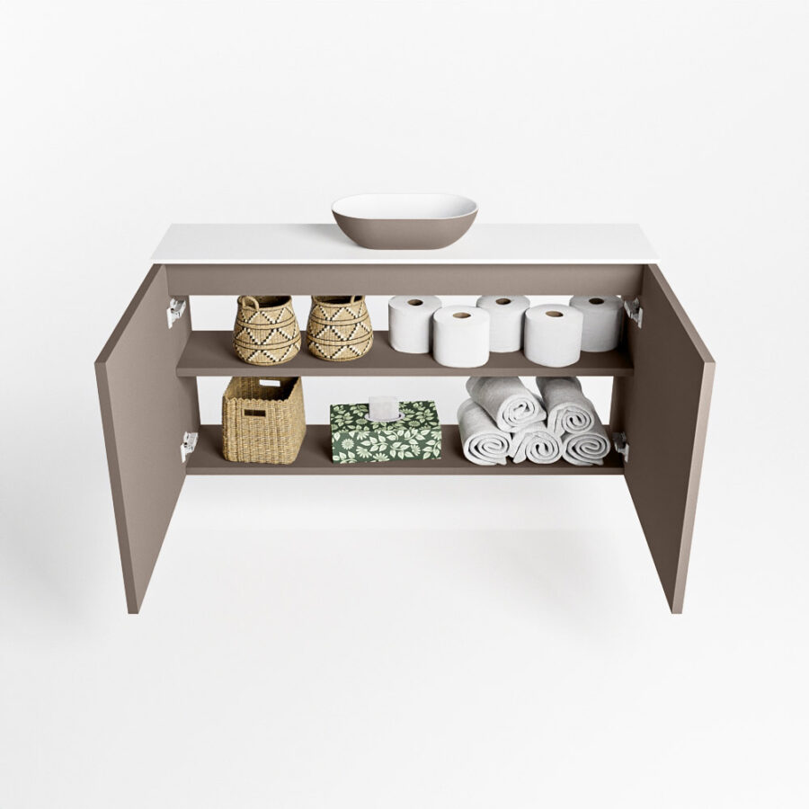 MONDIAZ FOWY toiletmeubel 100cm kleur smoke. Waskom positie midden kleur smoke | talc. Zonder kraangat - Afbeelding 8