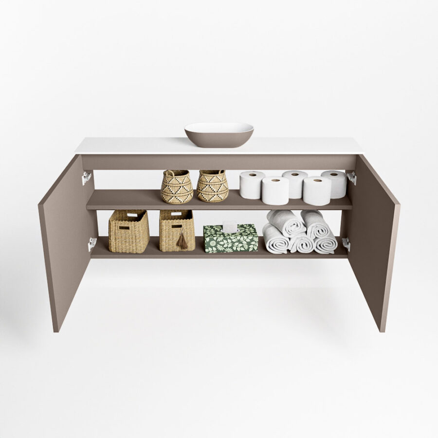 MONDIAZ FOWY toiletmeubel 120cm kleur smoke. Waskom positie midden kleur smoke | talc. Zonder kraangat - Afbeelding 8