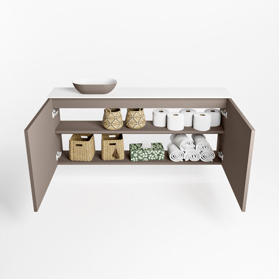 MONDIAZ FOWY toiletmeubel 120cm kleur smoke. Waskom positie links kleur smoke | talc. Zonder kraangat - Afbeelding 8