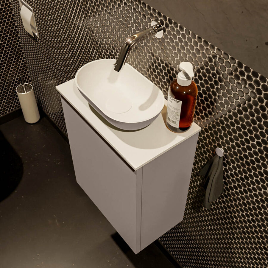 MONDIAZ FOWY toiletmeubel 40cm kleur smoke. Waskom positie midden kleur smoke | talc. Zonder kraangat - Afbeelding 3