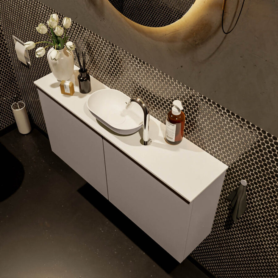 MONDIAZ FOWY toiletmeubel 100cm kleur smoke. Waskom positie midden kleur smoke | talc. Met 1 kraangat - Afbeelding 3