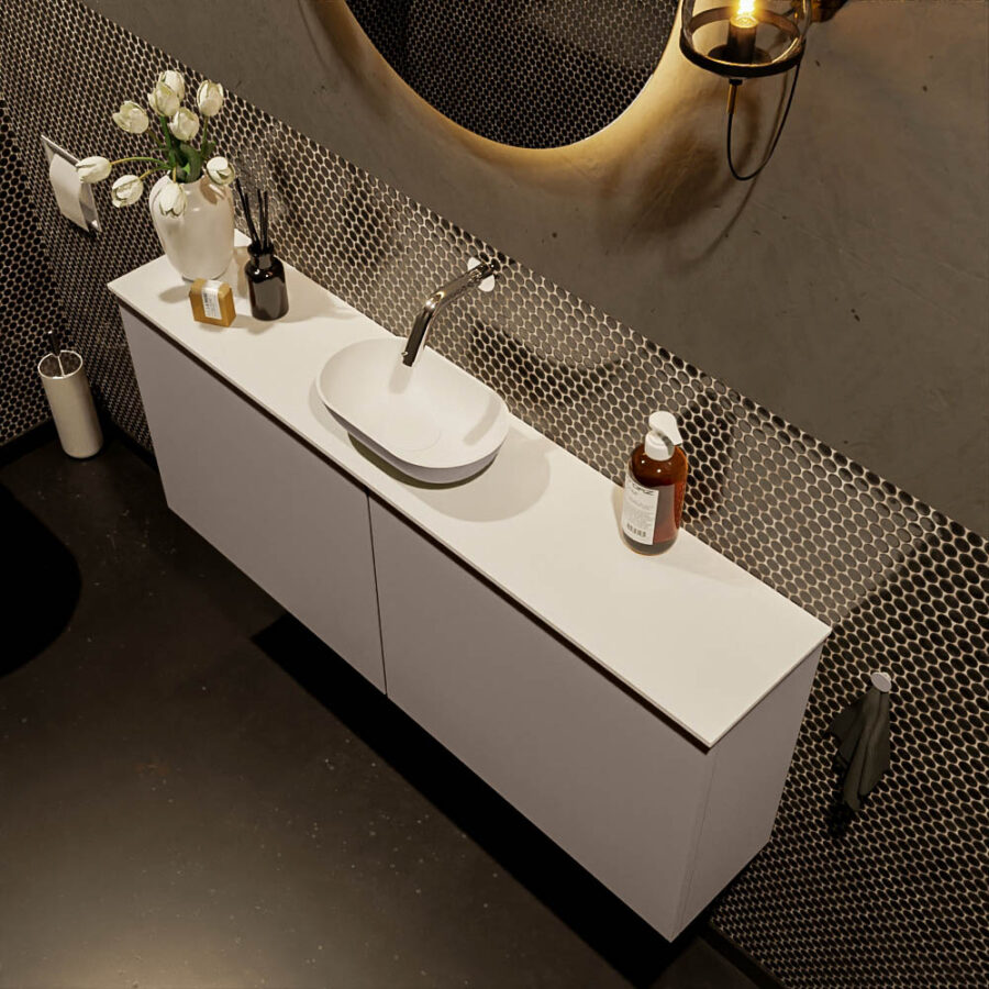 MONDIAZ FOWY toiletmeubel 120cm kleur smoke. Waskom positie midden kleur smoke | talc. Zonder kraangat - Afbeelding 3