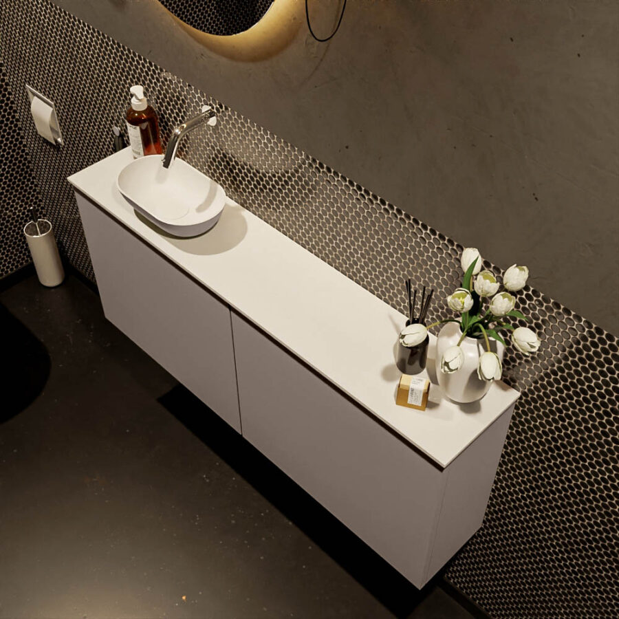 MONDIAZ FOWY toiletmeubel 120cm kleur smoke. Waskom positie links kleur smoke | talc. Zonder kraangat - Afbeelding 3