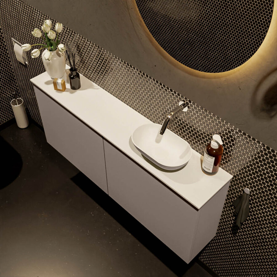 MONDIAZ FOWY toiletmeubel 120cm kleur smoke. Waskom positie rechts kleur smoke | talc. Zonder kraangat - Afbeelding 3