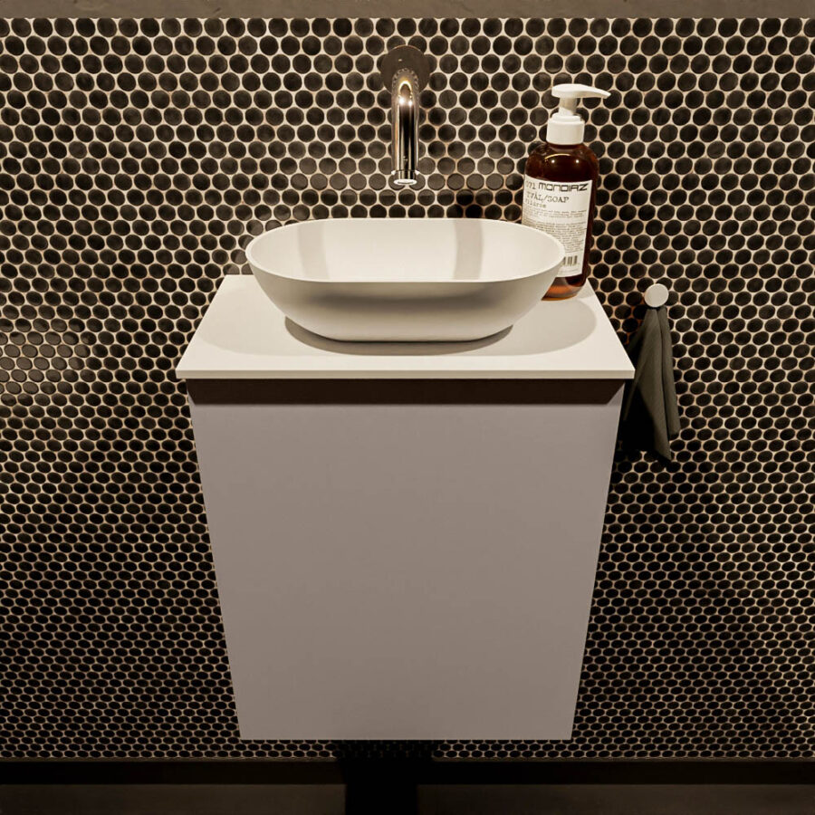 MONDIAZ FOWY toiletmeubel 40cm kleur smoke. Waskom positie midden kleur talc | talc. Zonder kraangat - Afbeelding 2