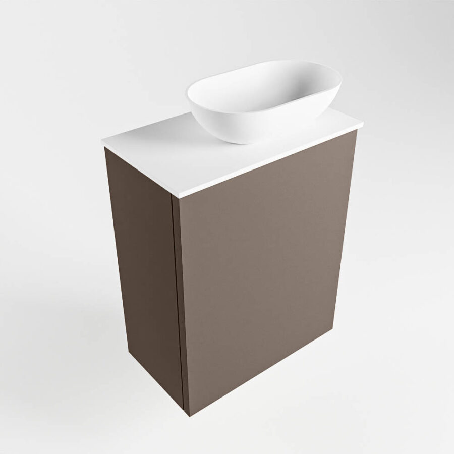MONDIAZ FOWY toiletmeubel 40cm kleur smoke. Waskom positie rechts kleur talc | talc. Met 1 kraangat - Afbeelding 4