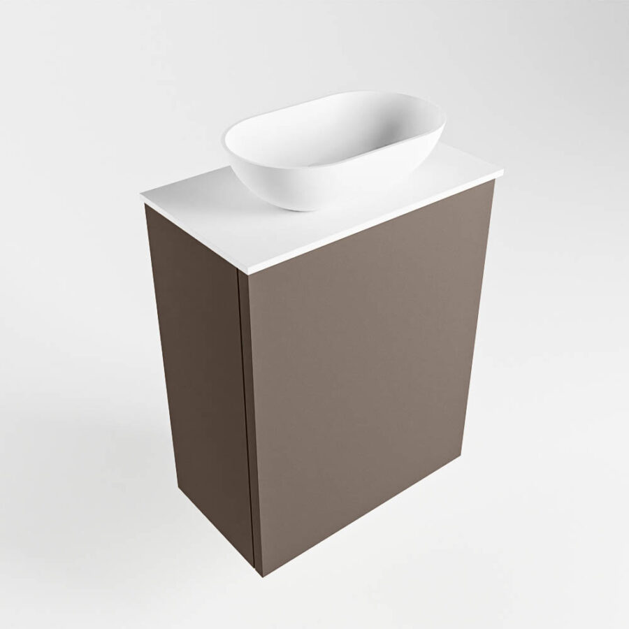 MONDIAZ FOWY toiletmeubel 40cm kleur smoke. Waskom positie midden kleur talc | talc. Zonder kraangat - Afbeelding 4