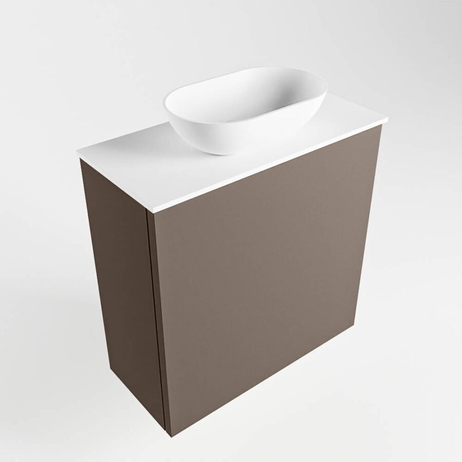 MONDIAZ FOWY toiletmeubel 50cm kleur smoke. Waskom positie midden kleur talc | talc. Zonder kraangat - Afbeelding 4