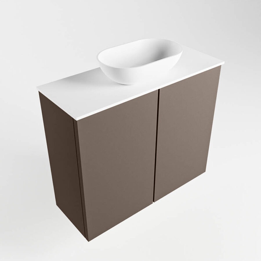 MONDIAZ FOWY toiletmeubel 60cm kleur smoke. Waskom positie midden kleur talc | talc. Met 1 kraangat - Afbeelding 4
