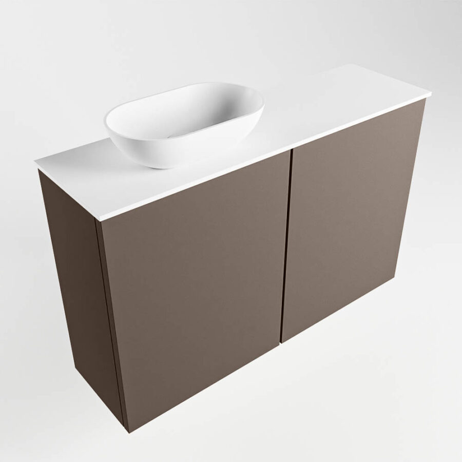 MONDIAZ FOWY toiletmeubel 80cm kleur smoke. Waskom positie links kleur talc | talc. Met 1 kraangat - Afbeelding 4
