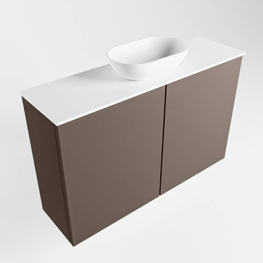 MONDIAZ FOWY toiletmeubel 80cm kleur smoke. Waskom positie midden kleur talc | talc. Zonder kraangat - Afbeelding 4
