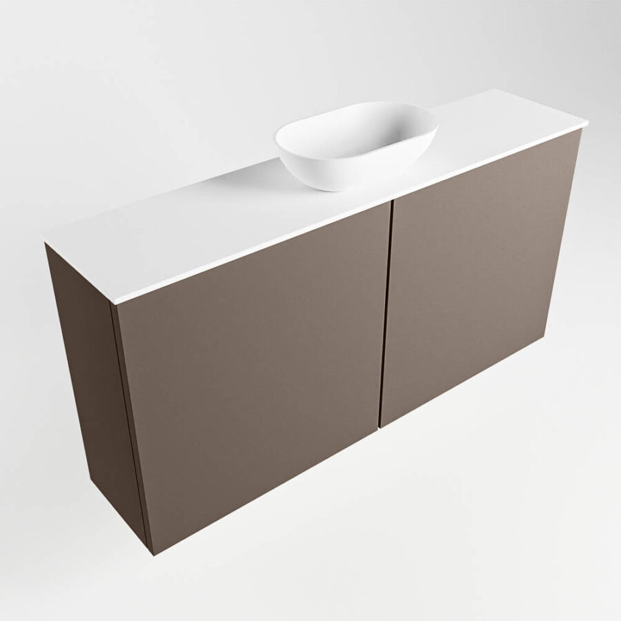 MONDIAZ FOWY toiletmeubel 100cm kleur smoke. Waskom positie midden kleur talc | talc. Met 1 kraangat - Afbeelding 4