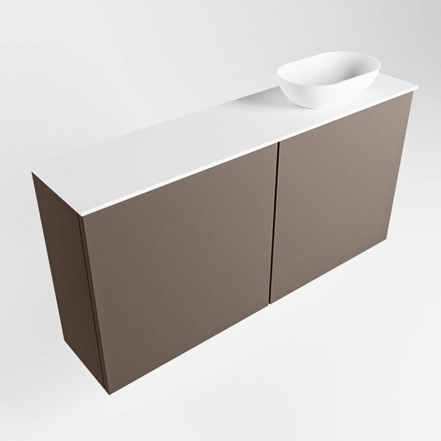 MONDIAZ FOWY toiletmeubel 100cm kleur smoke. Waskom positie rechts kleur talc | talc. Met 1 kraangat - Afbeelding 4