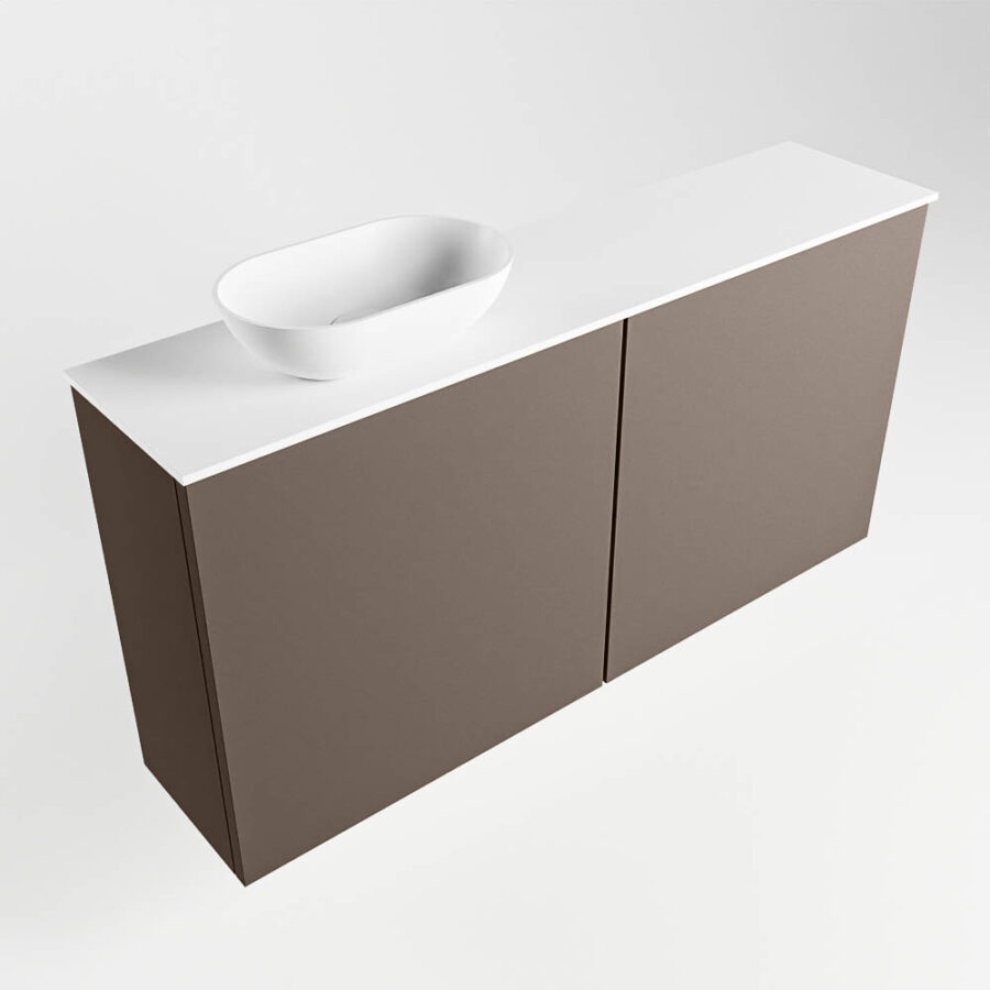 MONDIAZ FOWY toiletmeubel 100cm kleur smoke. Waskom positie links kleur talc | talc. Zonder kraangat - Afbeelding 4