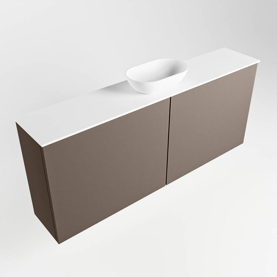 MONDIAZ FOWY toiletmeubel 120cm kleur smoke. Waskom positie midden kleur talc | talc. Met 1 kraangat - Afbeelding 4