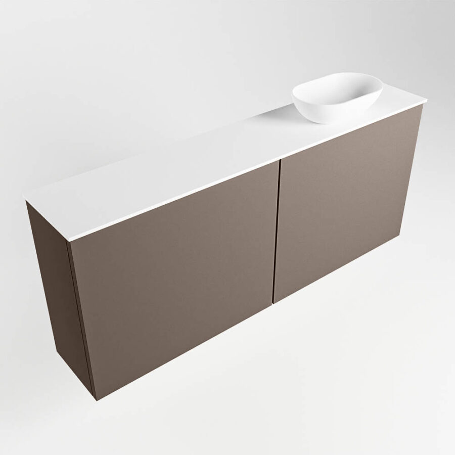 MONDIAZ FOWY toiletmeubel 120cm kleur smoke. Waskom positie rechts kleur talc | talc. Met 1 kraangat - Afbeelding 4