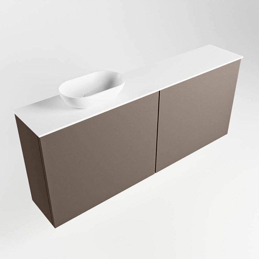 MONDIAZ FOWY toiletmeubel 120cm kleur smoke. Waskom positie links kleur talc | talc. Zonder kraangat - Afbeelding 4