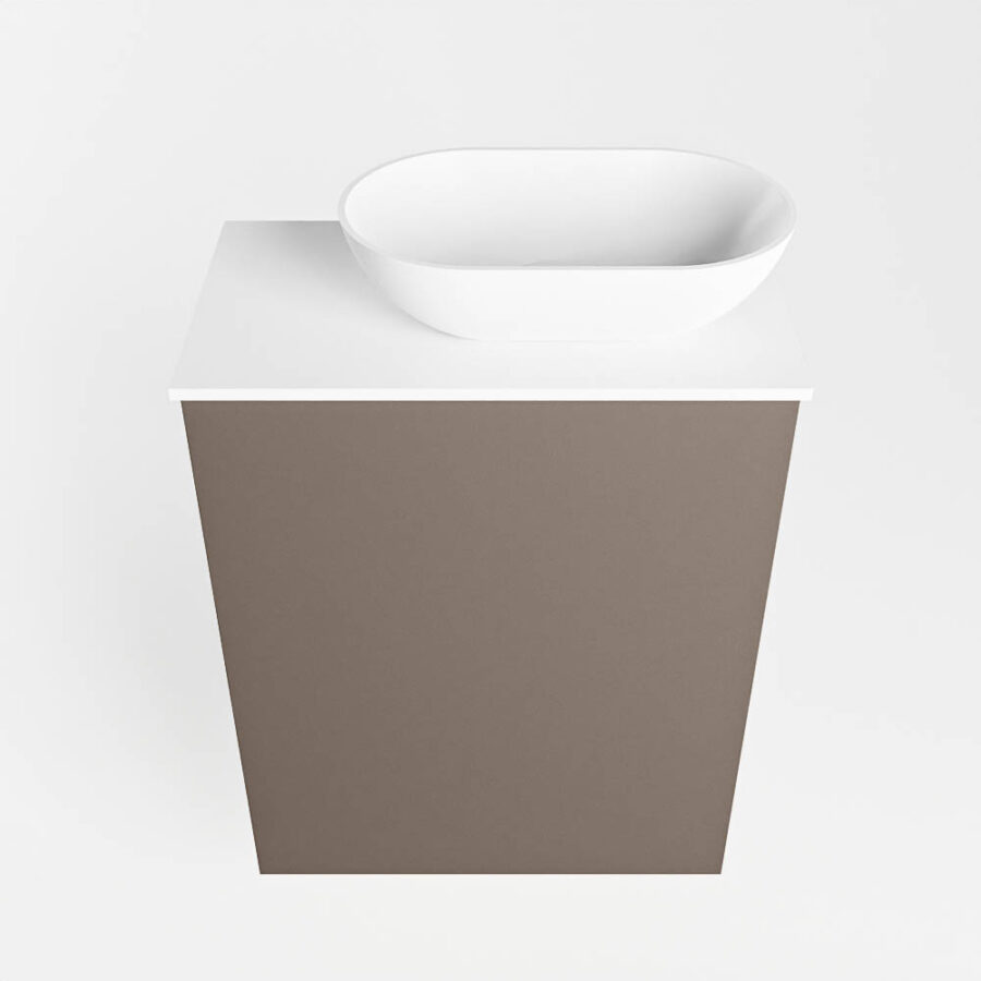 MONDIAZ FOWY toiletmeubel 40cm kleur smoke. Waskom positie rechts kleur talc | talc. Met 1 kraangat - Afbeelding 5