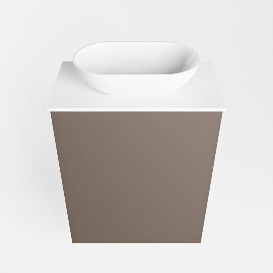 MONDIAZ FOWY toiletmeubel 40cm kleur smoke. Waskom positie midden kleur talc | talc. Zonder kraangat - Afbeelding 5