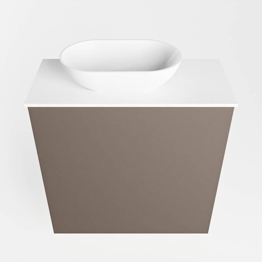 MONDIAZ FOWY toiletmeubel 50cm kleur smoke. Waskom positie links kleur talc | talc. Met 1 kraangat - Afbeelding 5