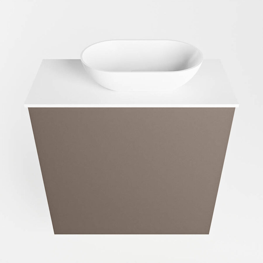MONDIAZ FOWY toiletmeubel 50cm kleur smoke. Waskom positie rechts kleur talc | talc. Met 1 kraangat - Afbeelding 5