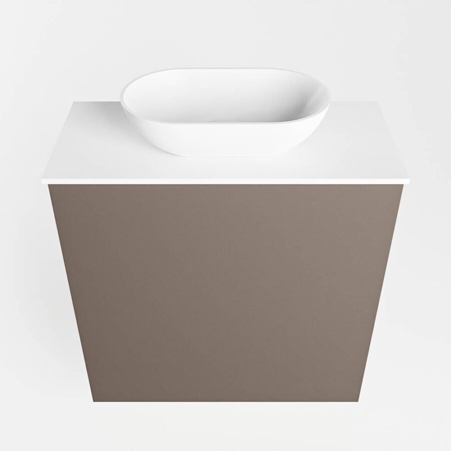 MONDIAZ FOWY toiletmeubel 50cm kleur smoke. Waskom positie midden kleur talc | talc. Zonder kraangat - Afbeelding 5