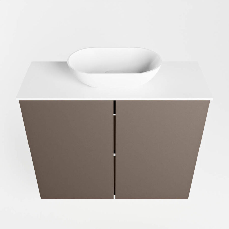 MONDIAZ FOWY toiletmeubel 60cm kleur smoke. Waskom positie midden kleur talc | talc. Met 1 kraangat - Afbeelding 5
