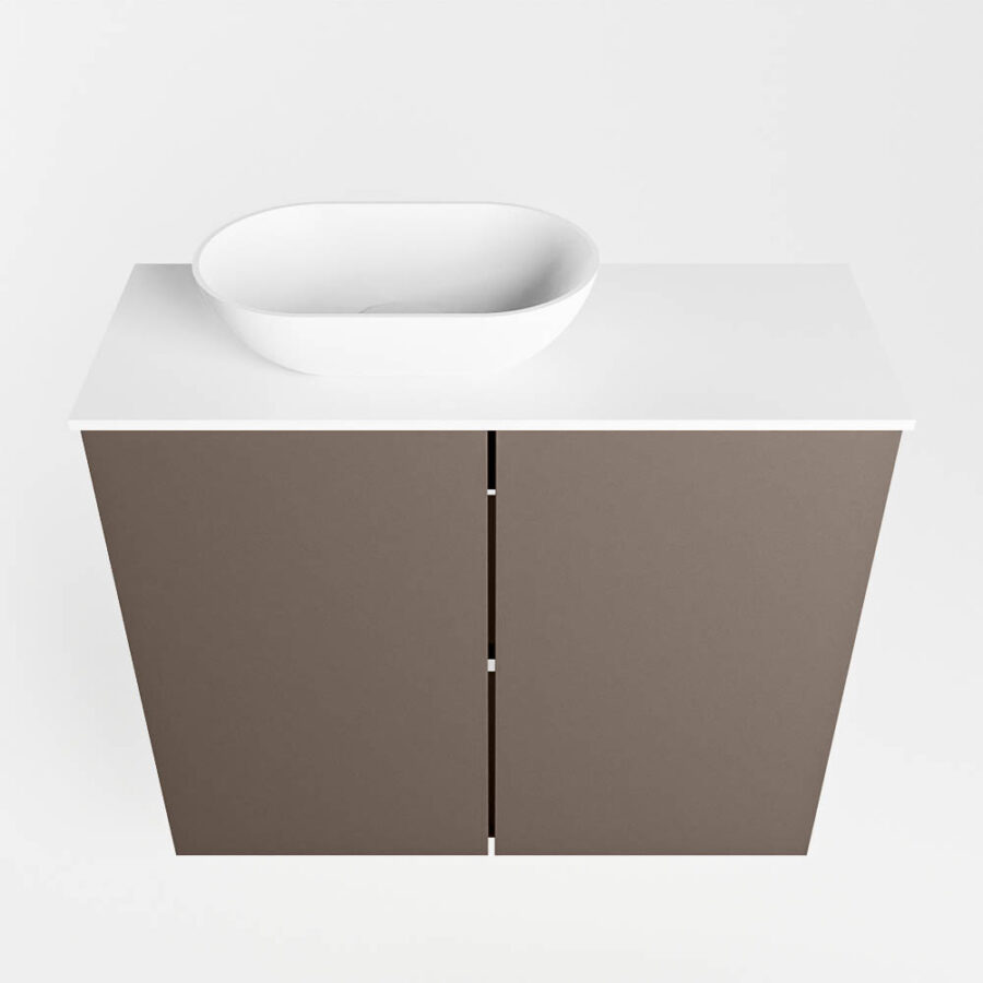 MONDIAZ FOWY toiletmeubel 60cm kleur smoke. Waskom positie links kleur talc | talc. Zonder kraangat - Afbeelding 5