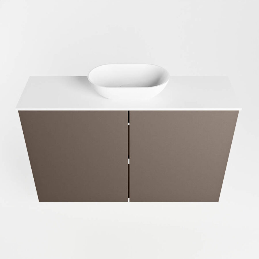 MONDIAZ FOWY toiletmeubel 80cm kleur smoke. Waskom positie midden kleur talc | talc. Met 1 kraangat - Afbeelding 5
