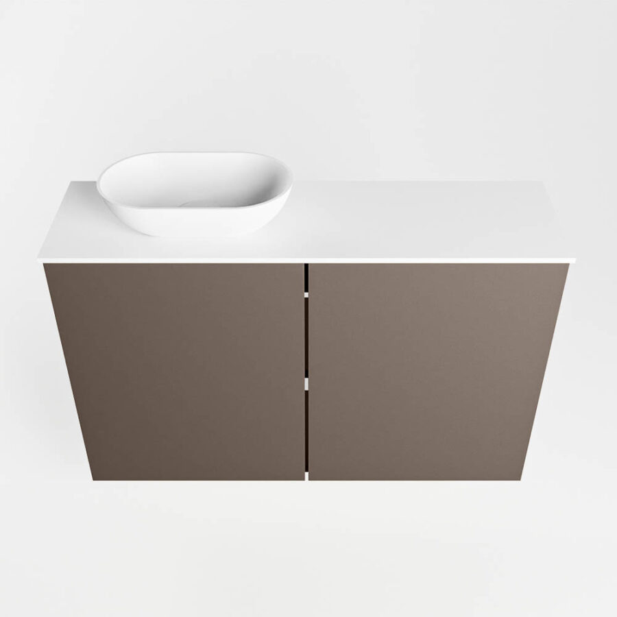 MONDIAZ FOWY toiletmeubel 80cm kleur smoke. Waskom positie links kleur talc | talc. Met 1 kraangat - Afbeelding 5