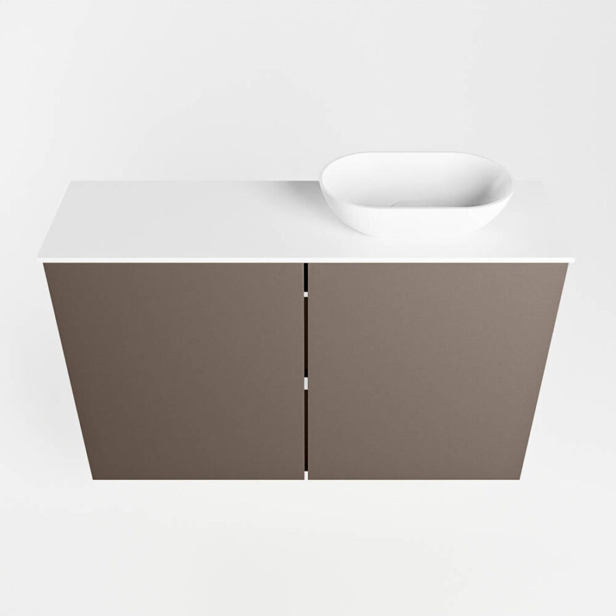 MONDIAZ FOWY toiletmeubel 80cm kleur smoke. Waskom positie rechts kleur talc | talc. Met 1 kraangat - Afbeelding 5