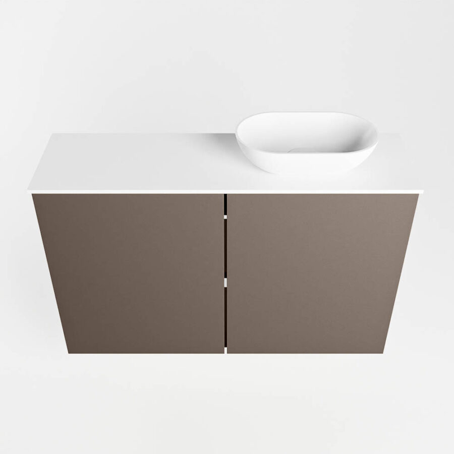 MONDIAZ FOWY toiletmeubel 80cm kleur smoke. Waskom positie rechts kleur talc | talc. Zonder kraangat - Afbeelding 5