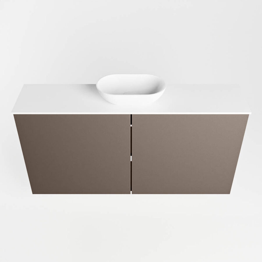MONDIAZ FOWY toiletmeubel 100cm kleur smoke. Waskom positie midden kleur talc | talc. Met 1 kraangat - Afbeelding 5
