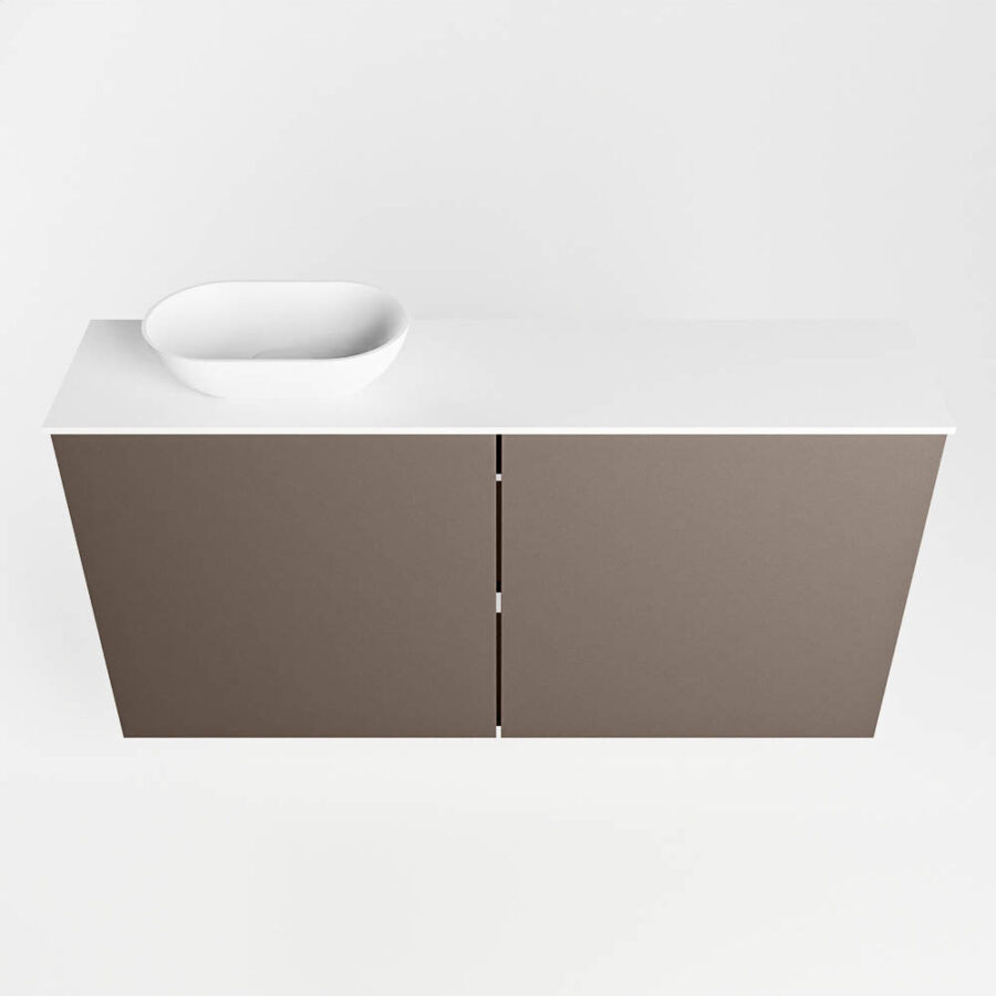 MONDIAZ FOWY toiletmeubel 100cm kleur smoke. Waskom positie links kleur talc | talc. Zonder kraangat - Afbeelding 5