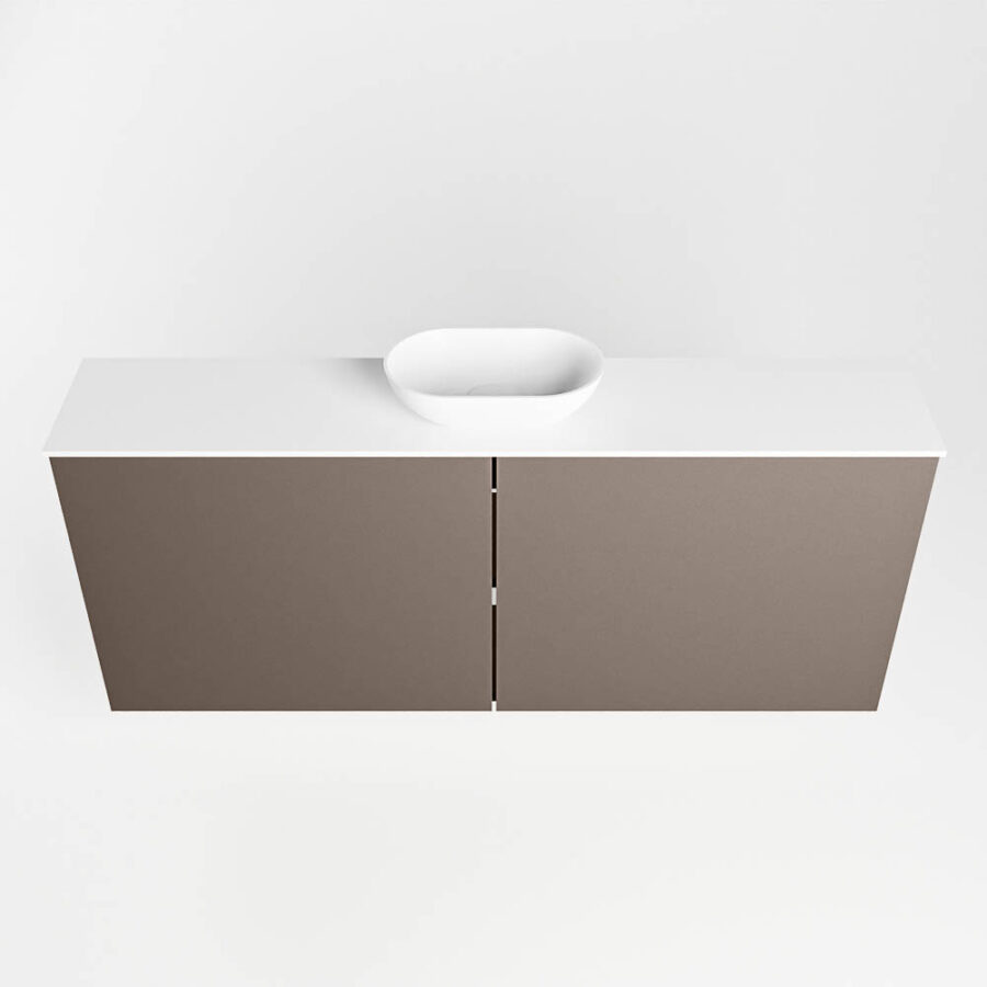 MONDIAZ FOWY toiletmeubel 120cm kleur smoke. Waskom positie midden kleur talc | talc. Met 1 kraangat - Afbeelding 5