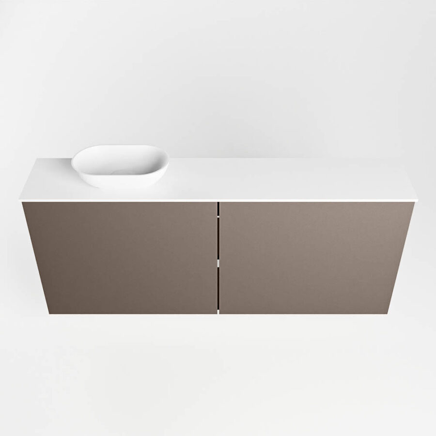 MONDIAZ FOWY toiletmeubel 120cm kleur smoke. Waskom positie links kleur talc | talc. Met 1 kraangat - Afbeelding 5