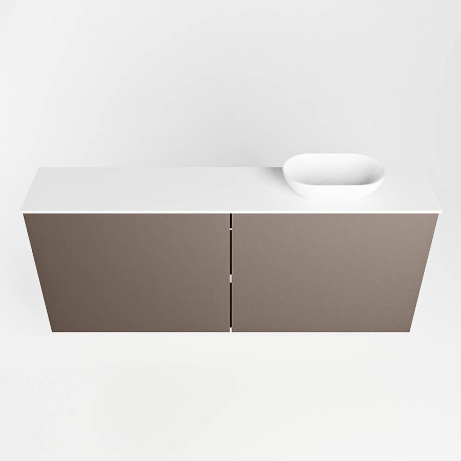 MONDIAZ FOWY toiletmeubel 120cm kleur smoke. Waskom positie rechts kleur talc | talc. Met 1 kraangat - Afbeelding 5