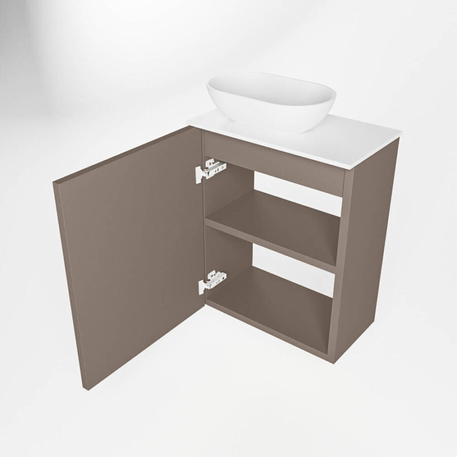 MONDIAZ FOWY toiletmeubel 40cm kleur smoke. Waskom positie links kleur talc | talc. Met 1 kraangat - Afbeelding 6