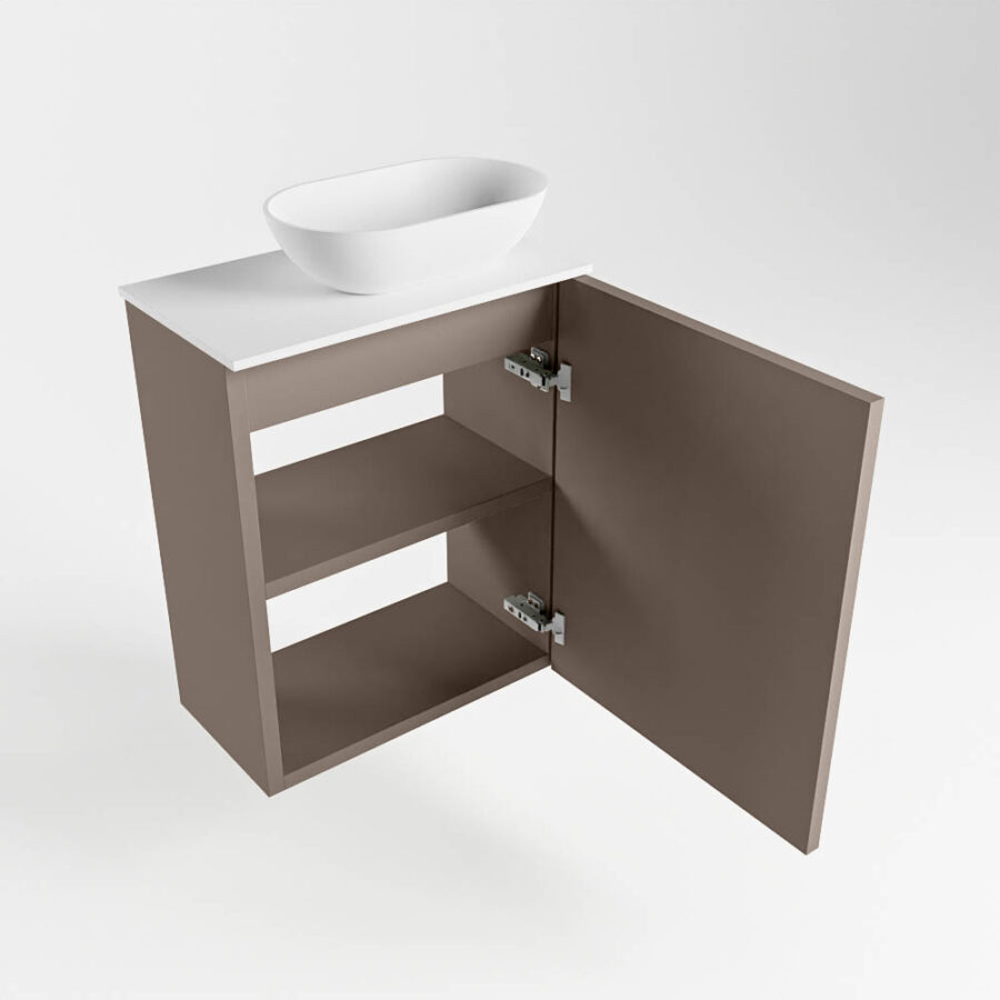 MONDIAZ FOWY toiletmeubel 40cm kleur smoke. Waskom positie rechts kleur talc | talc. Met 1 kraangat - Afbeelding 6