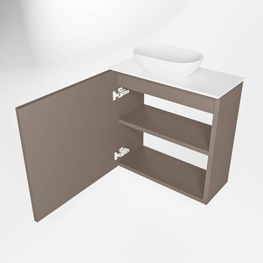 MONDIAZ FOWY toiletmeubel 50cm kleur smoke. Waskom positie links kleur talc | talc. Met 1 kraangat - Afbeelding 6