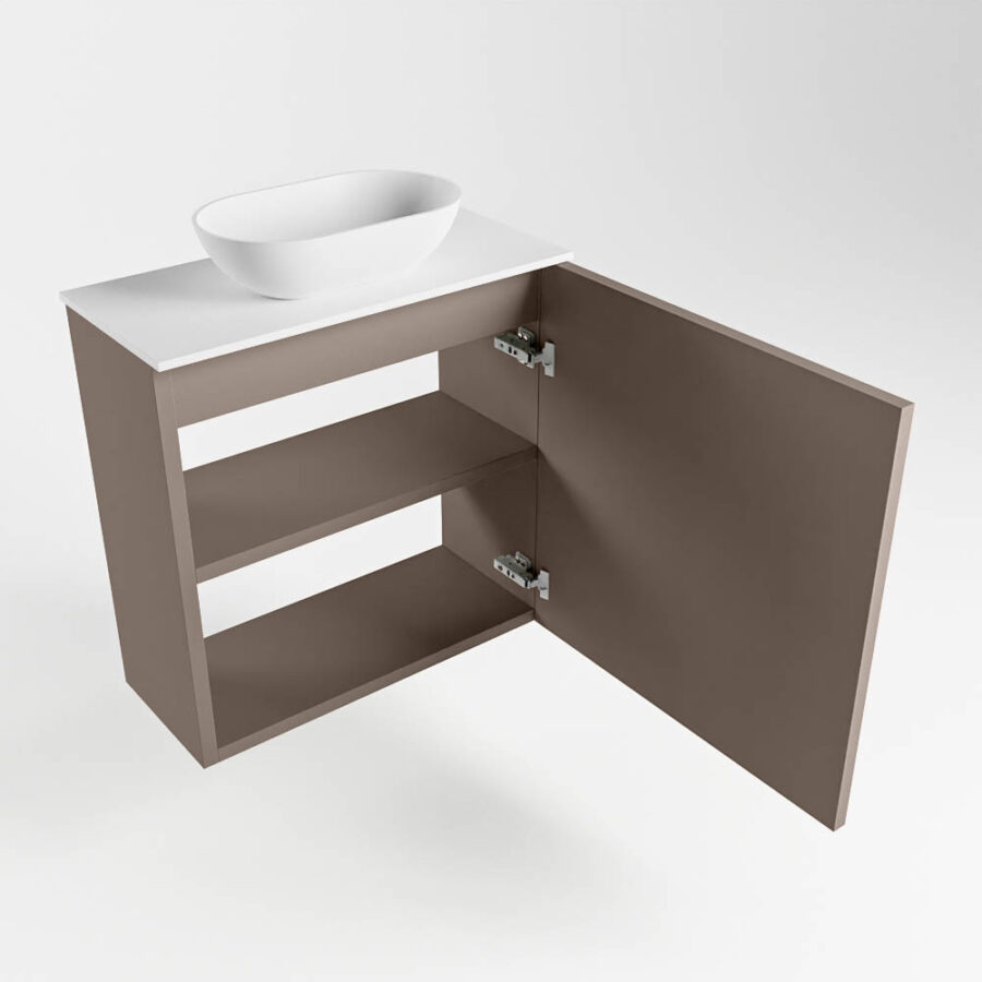 MONDIAZ FOWY toiletmeubel 50cm kleur smoke. Waskom positie midden kleur talc | talc. Zonder kraangat - Afbeelding 6