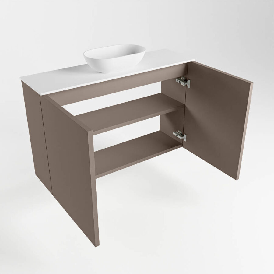 MONDIAZ FOWY toiletmeubel 80cm kleur smoke. Waskom positie midden kleur talc | talc. Met 1 kraangat - Afbeelding 6
