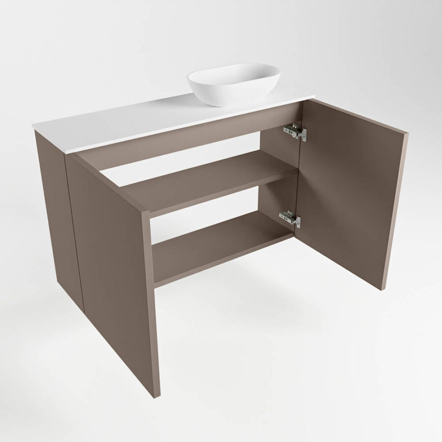 MONDIAZ FOWY toiletmeubel 80cm kleur smoke. Waskom positie rechts kleur talc | talc. Met 1 kraangat - Afbeelding 6