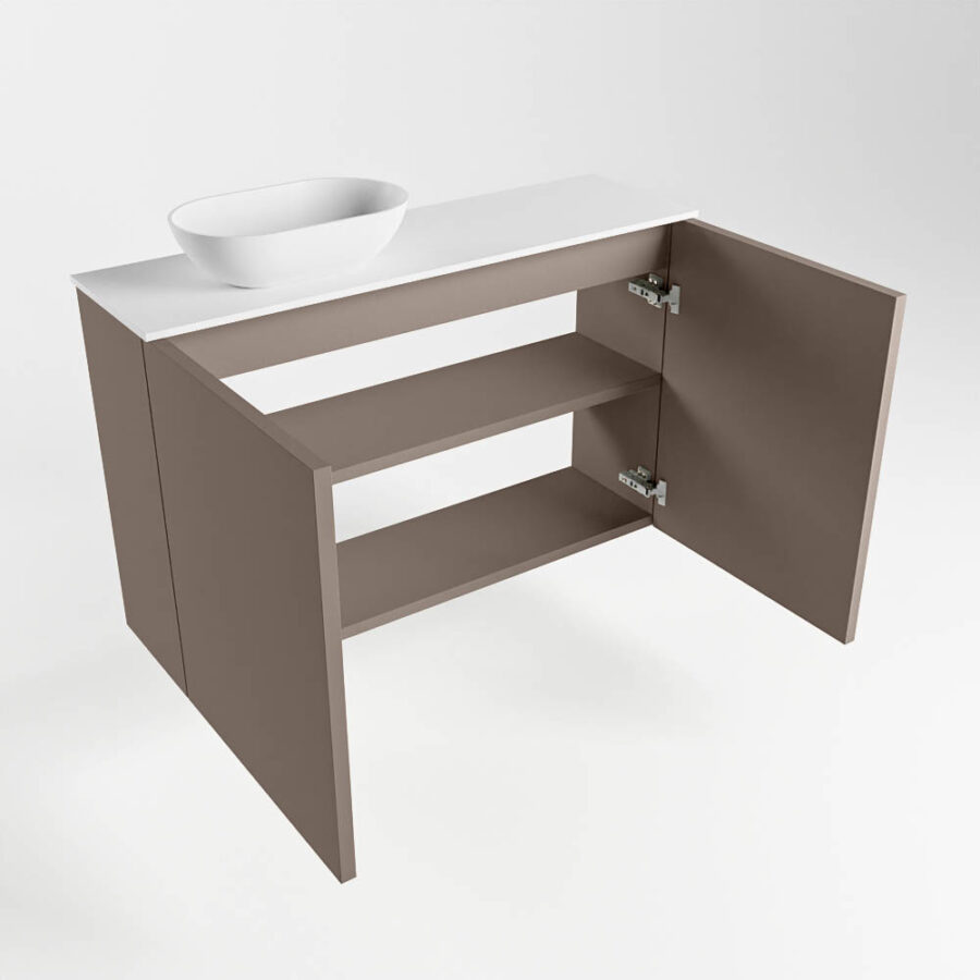 MONDIAZ FOWY toiletmeubel 80cm kleur smoke. Waskom positie links kleur talc | talc. Zonder kraangat - Afbeelding 6