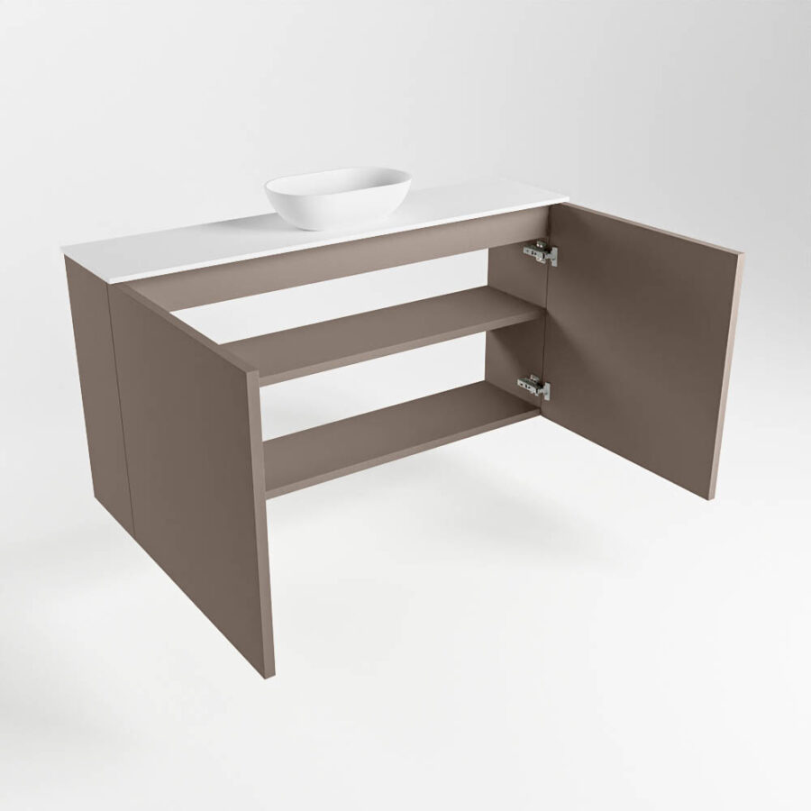 MONDIAZ FOWY toiletmeubel 100cm kleur smoke. Waskom positie midden kleur talc | talc. Met 1 kraangat - Afbeelding 6